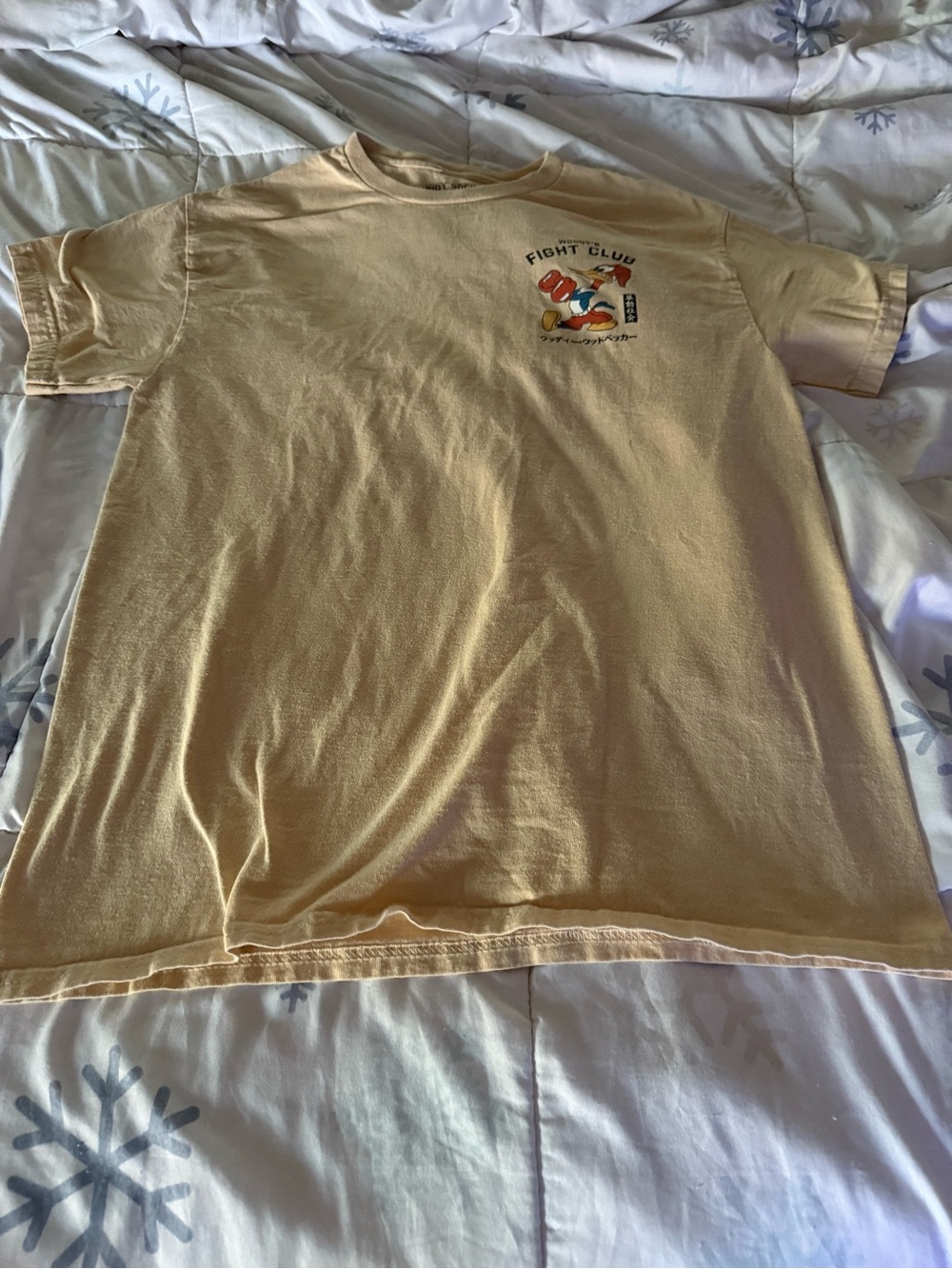Riot Society Woody Woodpecker Fight Club Men's T-Shirt Beige Cotton Size M